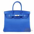 Hermes　Birkin bag 35　Blue zellige　Togo leather　Silver hardware