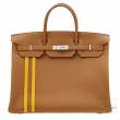 Hermes　Birkin Officier 40　Gold/Jaune ambre　Togo leather/　Swift leather　Silver hardware