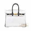 Hermes　Personal Birkin bag 25　White/Black　Clemence leather　Gold hardware