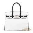 Hermes　Personal Birkin bag 30　White/Black　Clemence leather　Silver hardware