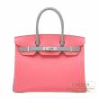 Hermes　Personal Birkin bag 30　Rose azalee/　Gris mouette　Epsom leather　Matt silver hardware
