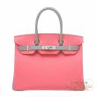 Hermes　Personal Birkin bag 30　Rose azalee/　Gris mouette　Epsom leather　Matt silver hardware