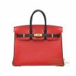 Hermes　Personal Birkin bag 25　Rouge casaque/　Black　Epsom leather　Gold hardware