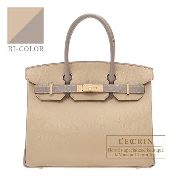 Hermes　Personal Birkin bag 30　Trench/　Gris asphalt　Epsom leather　Champagne gold hardware