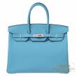 Hermes　Birkin bag 35　Blue du nord　Togo leather　Silver hardware