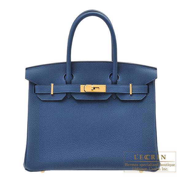 Hermes Birkin bag 30 Deep blue Togo leather Gold hardware