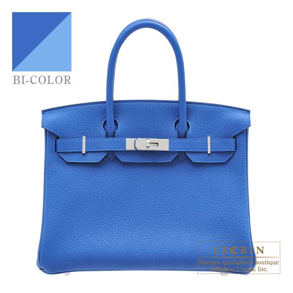 Hermes Birkin Verso bag 30 Blue zellige/ Blue paradise Clemence leather  Silver hardware