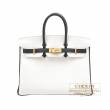 Hermes　Personal Birkin bag 25　White/Black　Clemence leather　Gold hardware