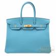 Hermes　Birkin bag 35　Blue du nord　Togo leather　Gold hardware