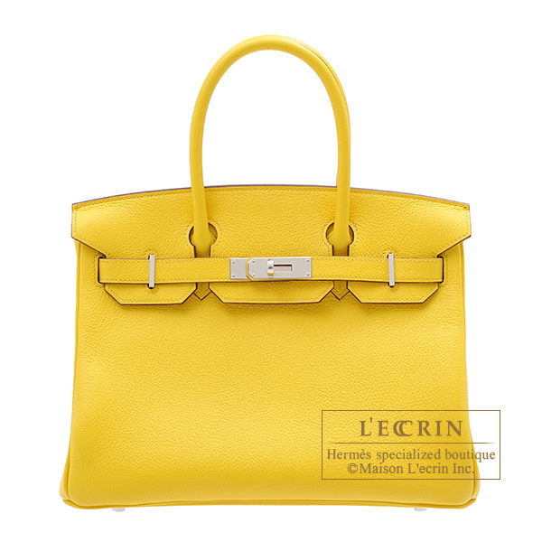 Hermes　Birkin bag 30　Jaune de naples　Novillo leather　Silver hardware