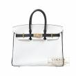 Hermes　Personal Birkin bag 25　White/Black　Clemence leather　Champagne gold hardware