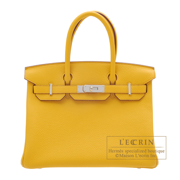 Hermes　Birkin bag 30　Jaune ambre　Clemence leather　Silver hardware