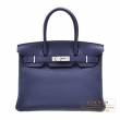 Hermes　Birkin bag 30　Blue encre　Clemence leather　Silver hardware