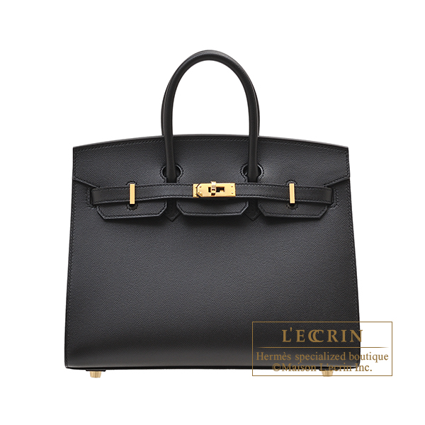 Hermes　Birkin Sellier bag 25　Black　Madame leather　Gold hardware