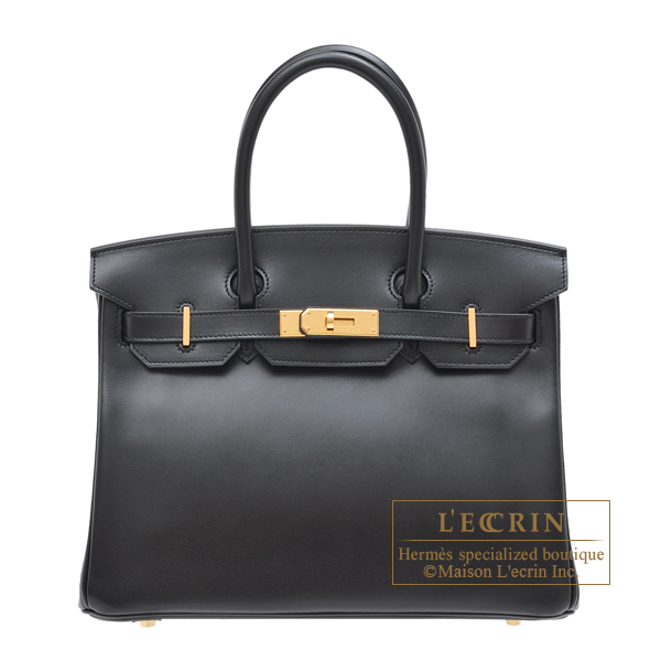 Hermes Birkin bag 30 Black Tadelakt leather Gold hardware