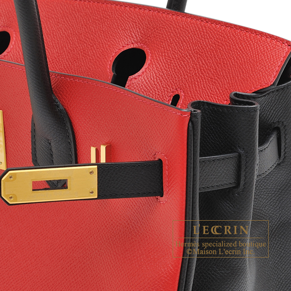 Hermes Personal Birkin bag 30 Rouge casaque/ Black Epsom leather Matt gold  hardware