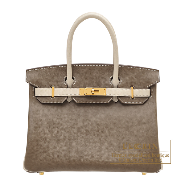Hermes　Personal Birkin bag 30　Etoupe grey/　Craie　Epsom leather　Matt gold hardware