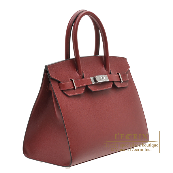 Hermes Rouge H Box Leather Sellier Birkin 25 Gold Hardware Handbag