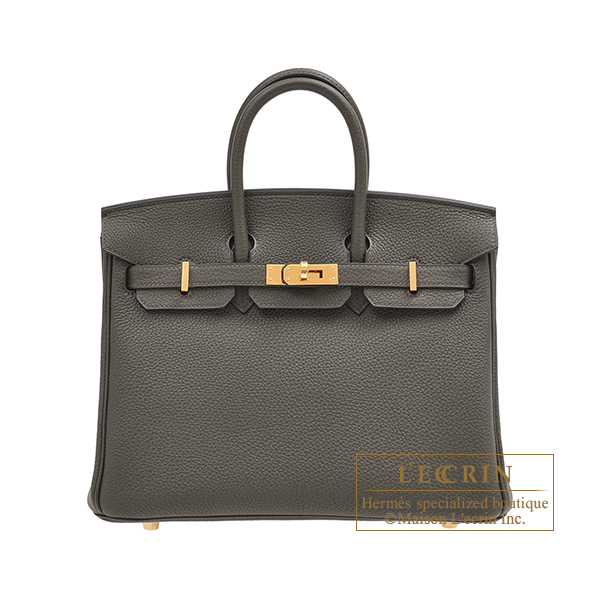 Hermes Birkin bag 25 Vert gris Togo leather Gold hardware