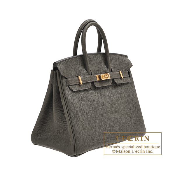 Hermes Birkin bag 25 Vert gris Togo leather Gold hardware