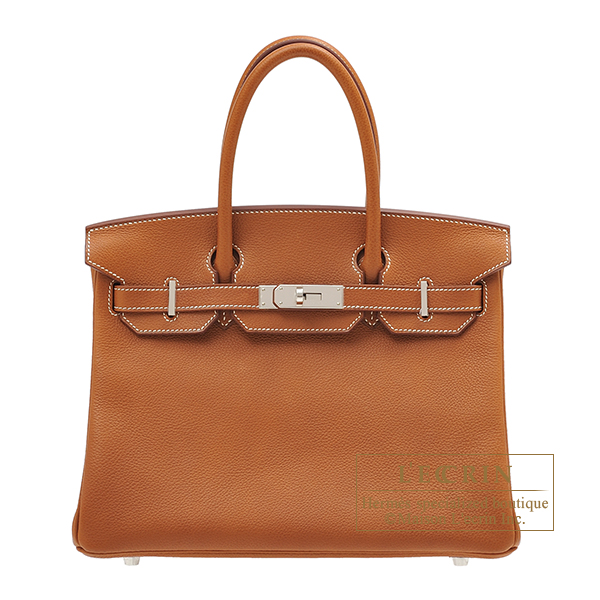 Hermes Birkin bag 30 Fauve Barenia faubourg leather Silver