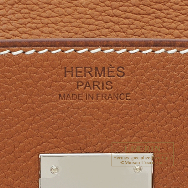 Hermes Birkin bag 30 Fauve Barenia faubourg leather Silver