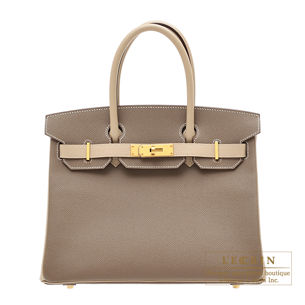 Hermes　Personal Birkin bag 30　Etoupe grey/　Trench　Epsom leather　Matt gold hardware