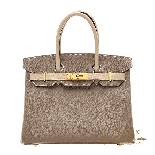 Hermes Birkin bag 30 Etoupe grey Epsom leather Gold hardware