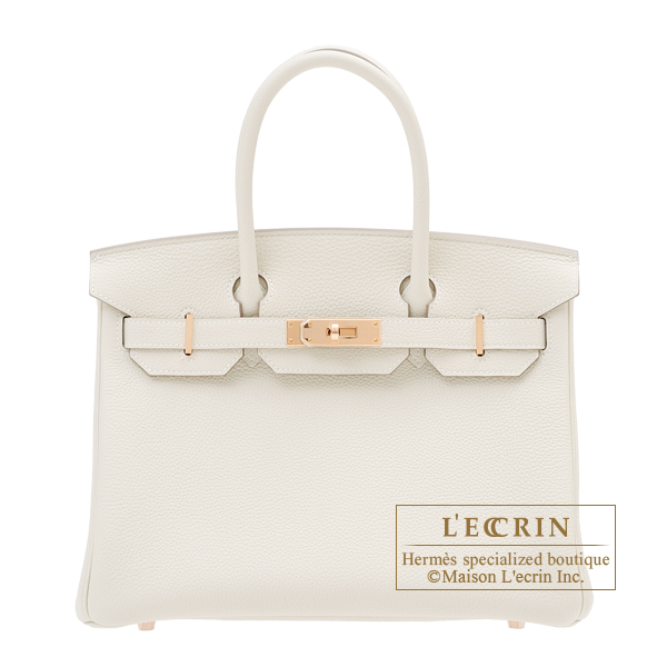 Hermes Birkin bag 30 Craie Togo leather Rose gold hardware