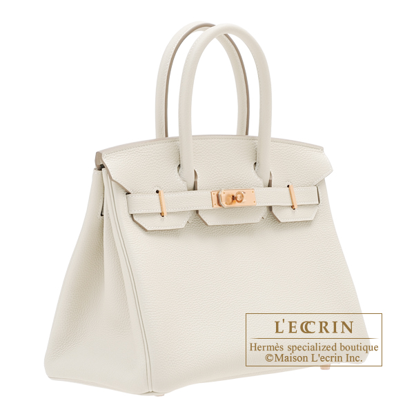 Hermes Birkin bag 30 Craie Togo leather Rose gold hardware