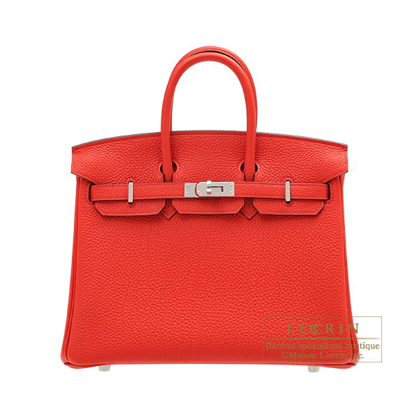 Hermes　Birkin bag 25　Rouge coeur　Togo leather　Silver hardware