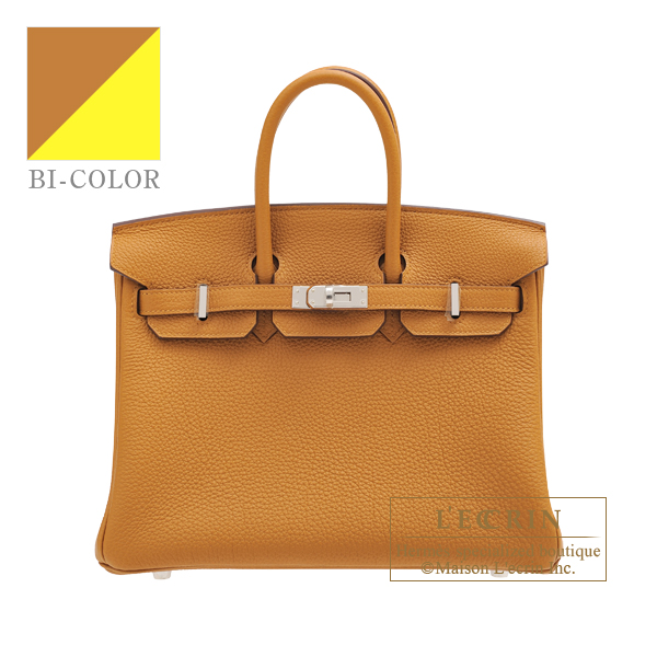 Hermes　Birkin Verso bag 25　Caramel/　Lime　Togo leather　Silver hardware