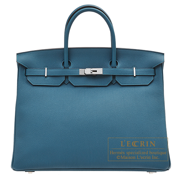 Hermes　Birkin bag 40　Vert bosphore　Togo leather　Silver hardware