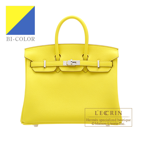 Hermes Birkin Verso bag 25 Lime/ Blue bleuet Novillo leather