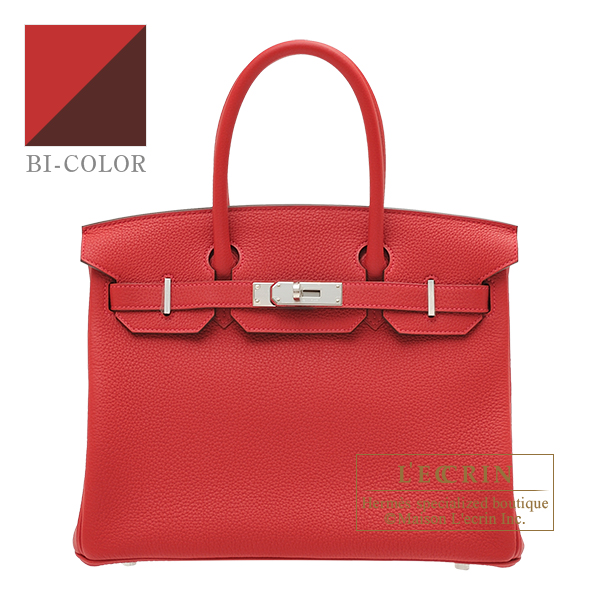 Hermes Birkin Verso bag 30 Rouge casaque/ Rose lipstick Clemence leather  Silver hardware