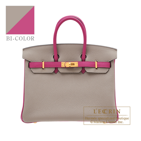 Hermes Personal Birkin bag 25 Craie/ Rouge H Togo leather Matt gold  hardware