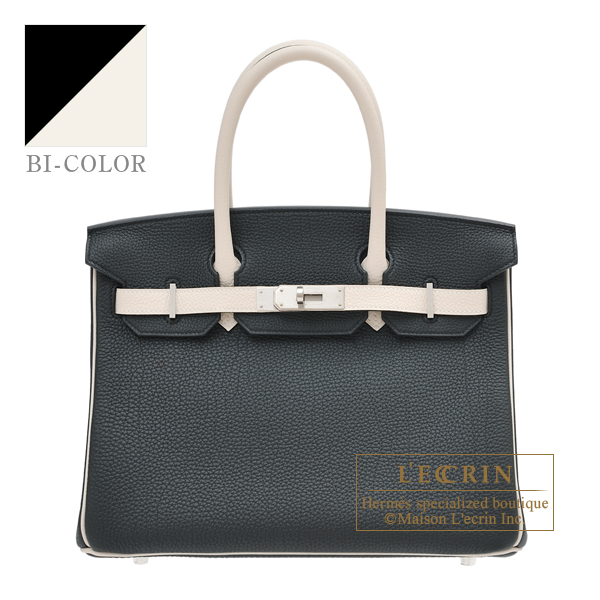 Hermes　Personal Birkin bag 30　Black/Craie　Togo leather　Matt silver hardware