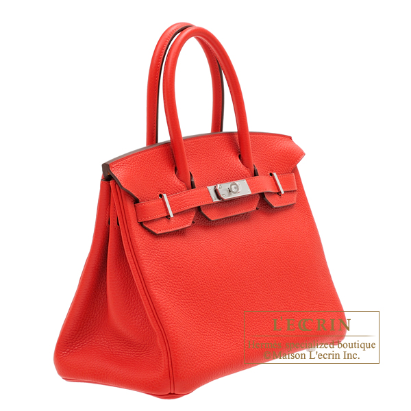 Hermes Birkin Verso bag 30 Rouge tomate/ Natural sable Clemence leather  Silver hardware