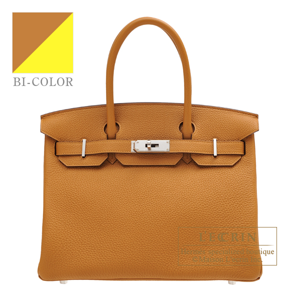 Hermes　Birkin Verso bag 30　Caramel/　Lime　Togo leather　Silver hardware