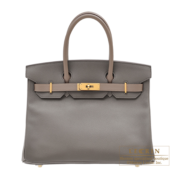 Hermes　Personal Birkin bag 30　Etain/　Gris asphalt　Epsom leather　Matt gold hardware