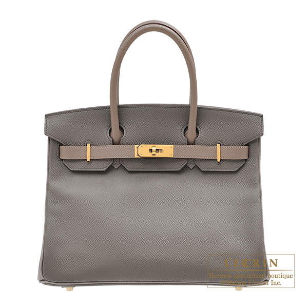 Hermes　Personal Birkin bag 30　Etain/　Gris asphalt　Epsom leather　Matt gold hardware