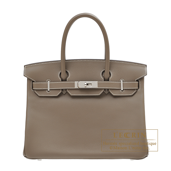 Hermes　Birkin bag 30　Etoupe grey　Novillo leather　Silver hardware