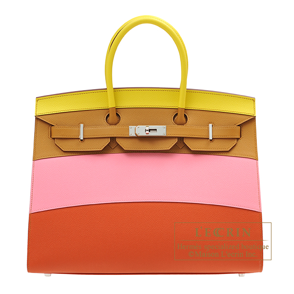 Hermes　Birkin Rainbow bag 35　Lime/Sesame/Rose confetti/Terre battue　Epsom leather　Silver hardware