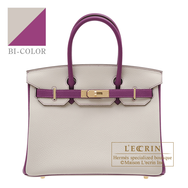 Hermes Personal Birkin bag 30 Beton/Anemone Togo leather Champagne gold  hardware