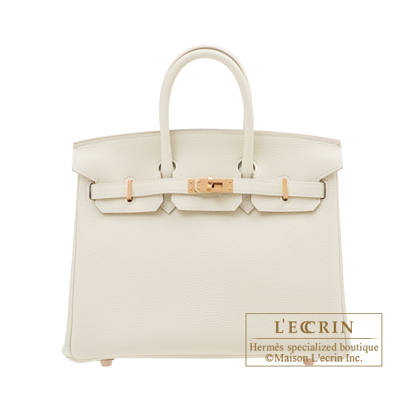 Hermes Birkin Bag 25cm Craie Off White Togo Rose Gold Hardware