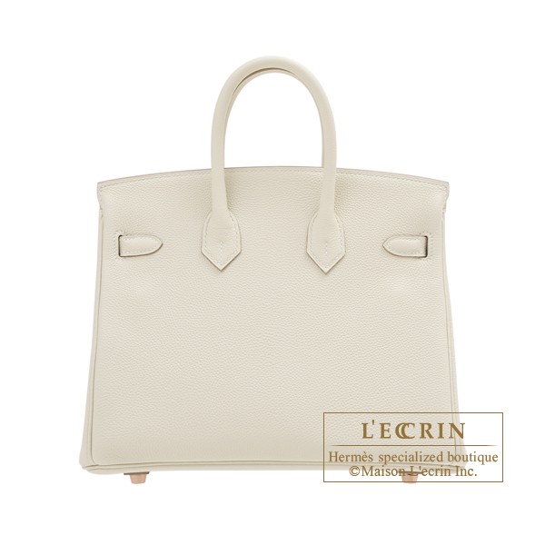Hermes Birkin Bag 25cm Craie Off White Togo Rose Gold Hardware