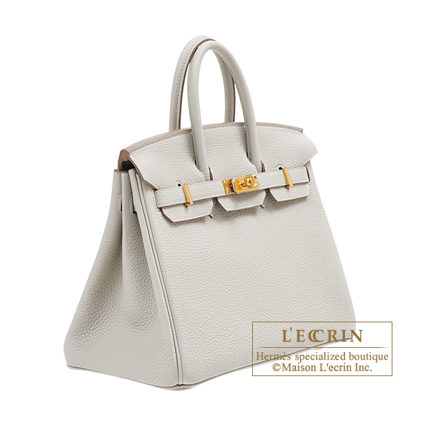 Hermes Birkin bag 25 Pearl grey Togo leather Gold hardware
