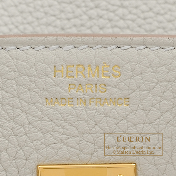 Hermes Birkin bag 25 Pearl grey Togo leather Gold hardware