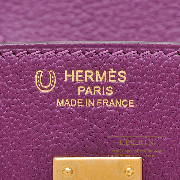 Hermes Paris Anemone Purple Leather Birkin 25 Bag