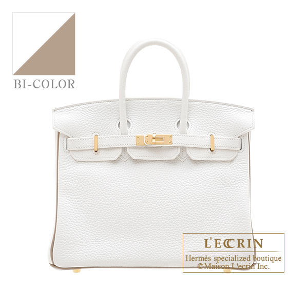 Hermes HSS White and Black Clemence Birkin 25 Gold Hardware